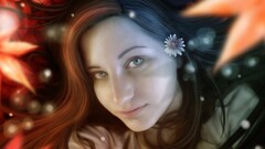 face flower in hair fantasy girl