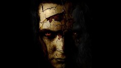 face Men red eyes Simple Background artwork