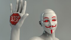 face stop sign mask render digital art Anonymous