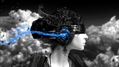 face tears mask digital art selective coloring artwork Women