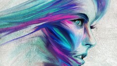 face Women Profile abstract blue purple Turquoise