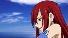 fairy tail sky Scarlet Erza redhead long hair Anime