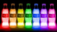 fallout video games glowing spectrum colorful soda bottles