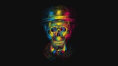 fantasy art artwork digital art pixelated skull colorful