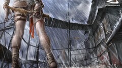 fantasy art artwork warrior Women rain dagger