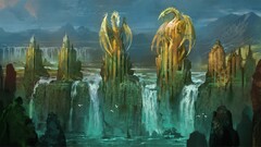 fantasy art artwork waterfall