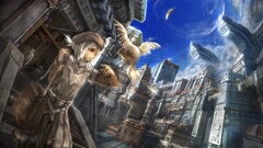 fantasy art Birds anime girls fantasy city Anime