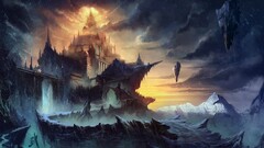 fantasy art castle sky artwork