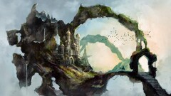 fantasy art castle stairs artwork
