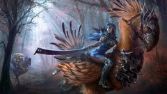 fantasy art Chocobo digital art Final Fantasy fantasy girl