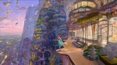 fantasy art cliff fantasy city fantasy girl