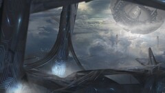 fantasy art concept art planet Technology futuristic circuits