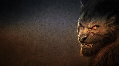 fantasy art creature werewolf red eyes