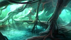 fantasy art digital art artwork water Trees