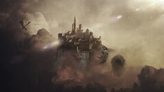 fantasy art digital art castle dragon