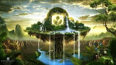fantasy art digital art Desktopography nature water sky Plants
