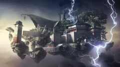 fantasy art digital art floating island building