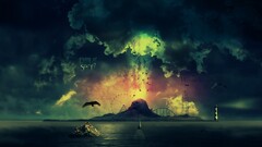 fantasy art digital art sky dark Sea