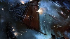 fantasy art digital art spaceship War battle Space Warhammer 40