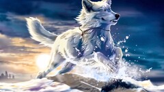 fantasy art dog snow artwork Animals