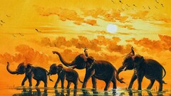 fantasy art elephant artwork sky Animals sun