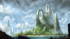 fantasy art fantasy city artwork clouds