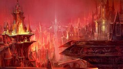 fantasy art fantasy city artwork red