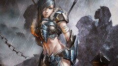 fantasy art fantasy girl anime girls Anime rain Armored
