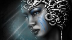 fantasy art fantasy girl artwork face blue eyes