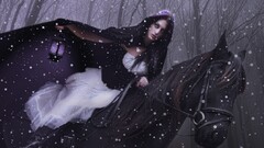 fantasy art fantasy girl lantern horse winter