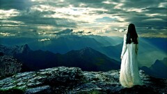 fantasy art fantasy girl Mountains nature sky