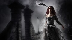 fantasy art fantasy girl redhead necklace dress artwork