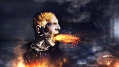 fantasy art fire robot digital art cgi render