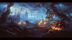 fantasy art Halloween digital art pumpkin spooky Jack O Lantern