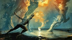 fantasy art Men magic artwork digital art water