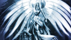 fantasy art moon graveyards night wings video games