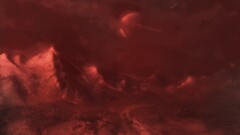 fantasy art red Mountains