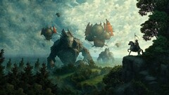 fantasy art robot vehicle landscape sky horse artwork