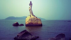 fantasy art Sea sky statue digital art