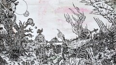 fantasy art skull monochrome drawing