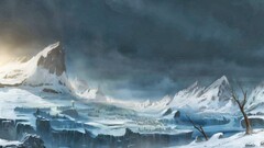 fantasy art snow Mountains landscape