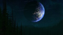 fantasy art space art planet Trees