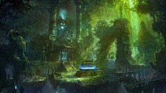 fantasy art spooky temple jungle nature skull magic decay ruin
