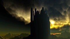 fantasy art sunlight dark sky