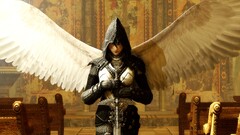 fantasy art sword armor wings hoods Church