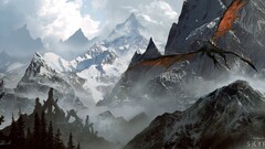 fantasy art the elder scrolls v skyrim video games dragon