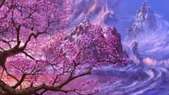 fantasy art Trees Mountains