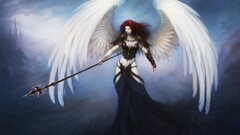 fantasy art wings fantasy girl redhead artwork long hair