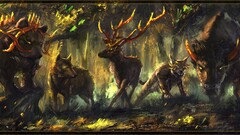 fantasy art wolf Bears Animals elk