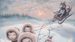 fantasy art wolf winter snow